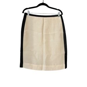 J.Crew Skirt Women's Size 6 Beige‎ Black Trim Knee Length Career Cocktail
